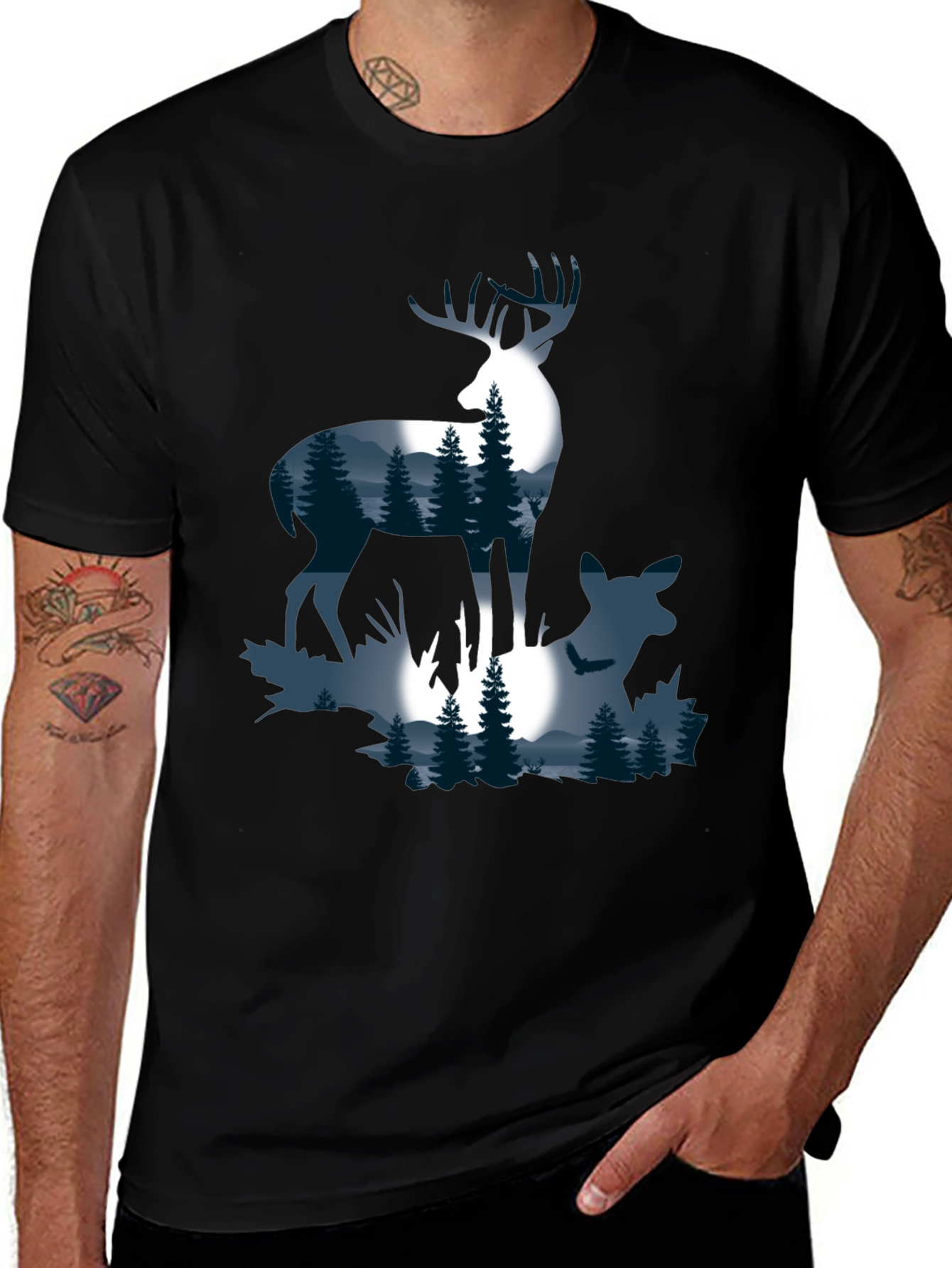 Deer Silhouette Graphic T-Shirt