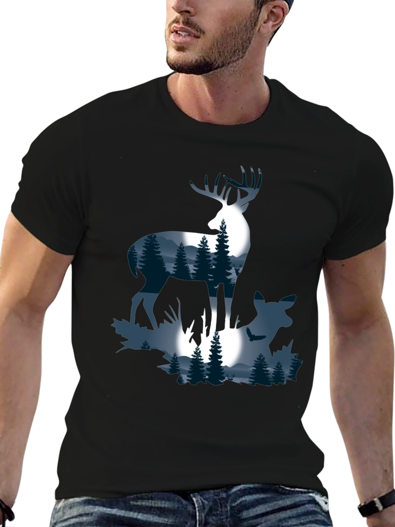 Deer Silhouette Graphic T-Shirt