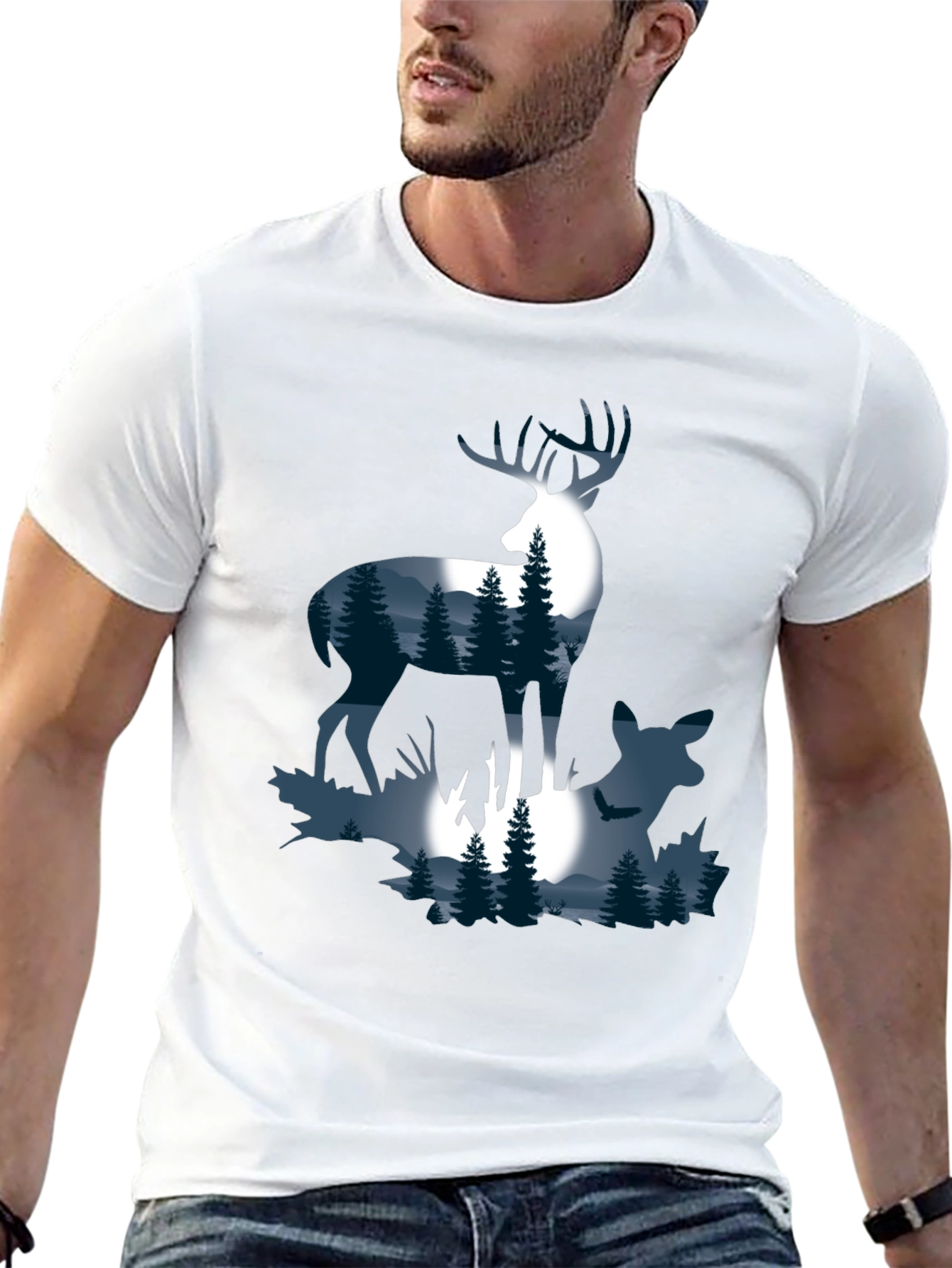 Deer Silhouette Graphic T-Shirt