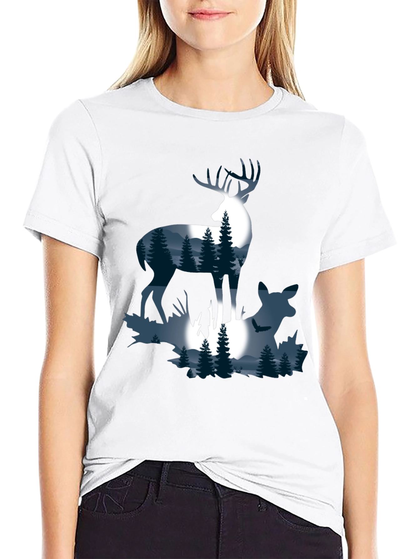 Deer Silhouette Graphic T-Shirt
