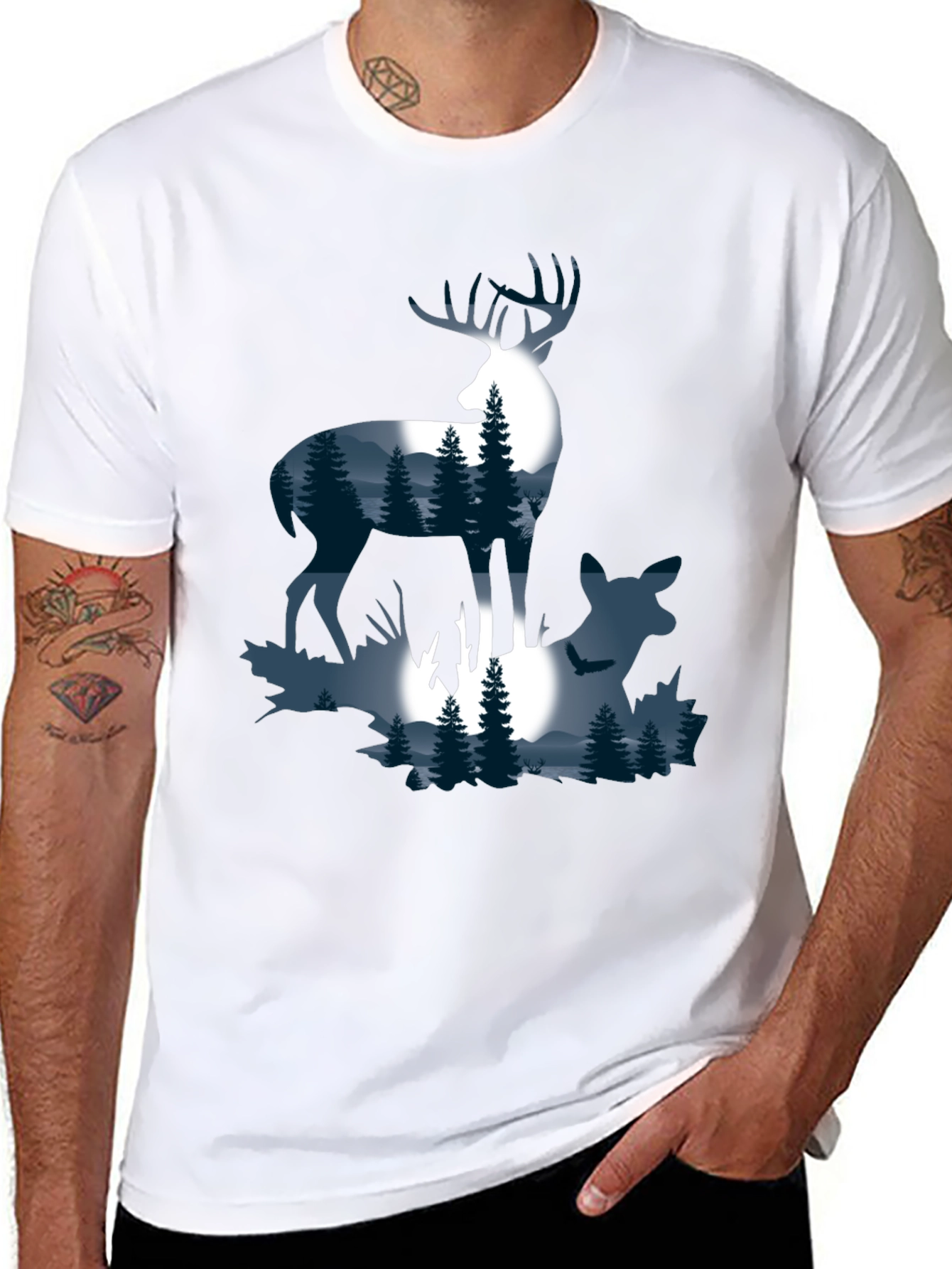Deer Silhouette Graphic T-Shirt