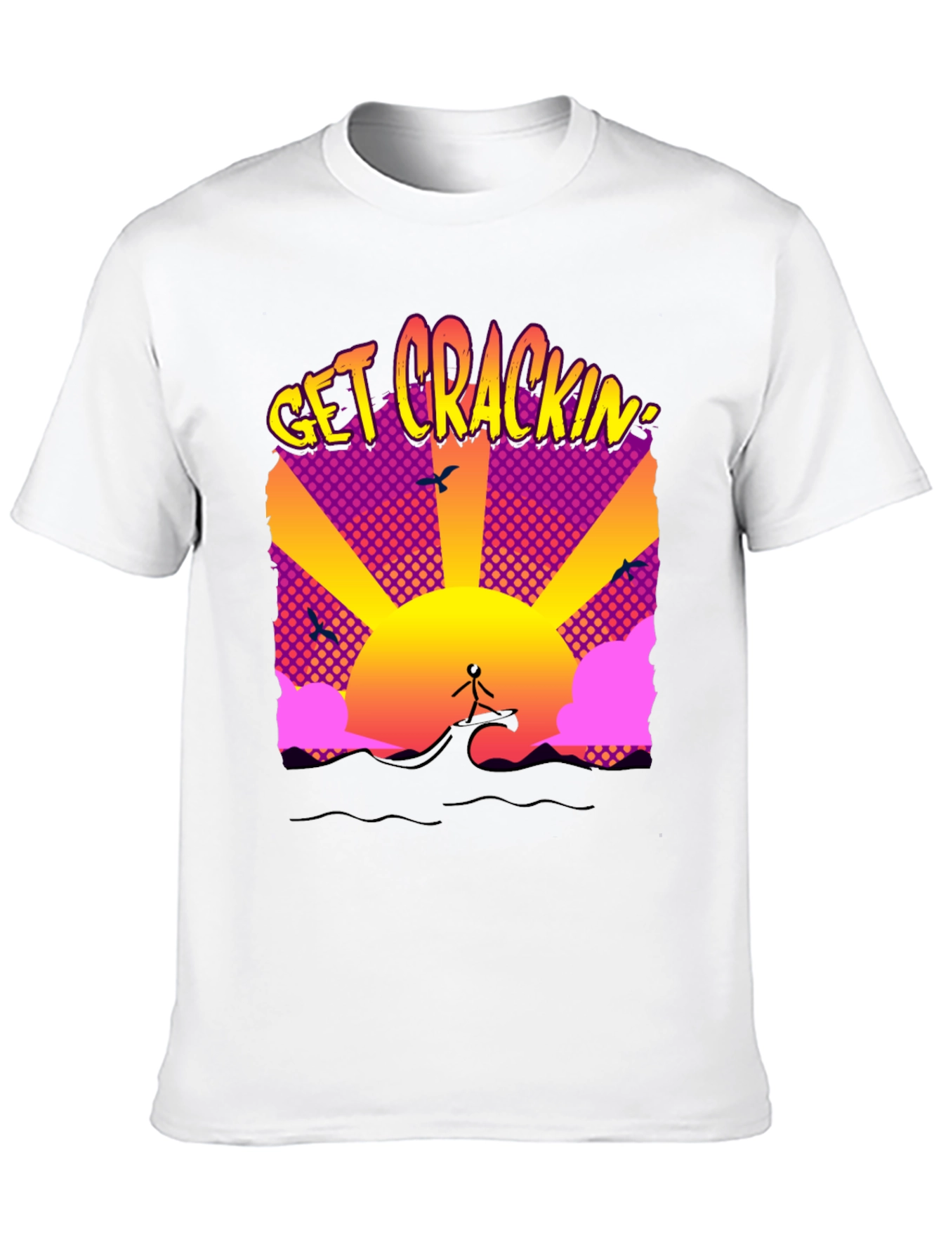 Get Crackin Graphic T-Shirt - Surfing Sunrise