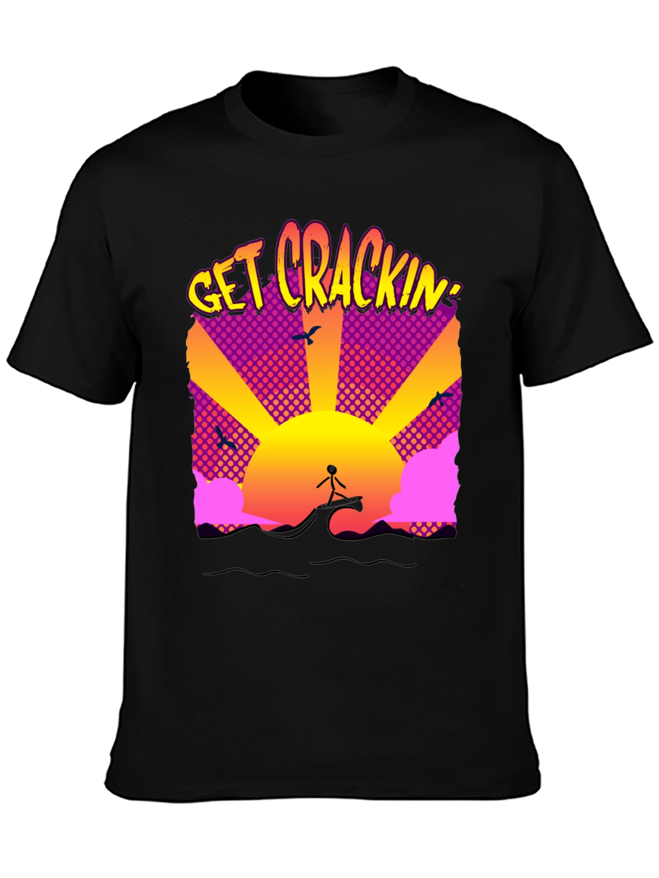 Get Crackin Graphic T-Shirt - Surfing Sunrise