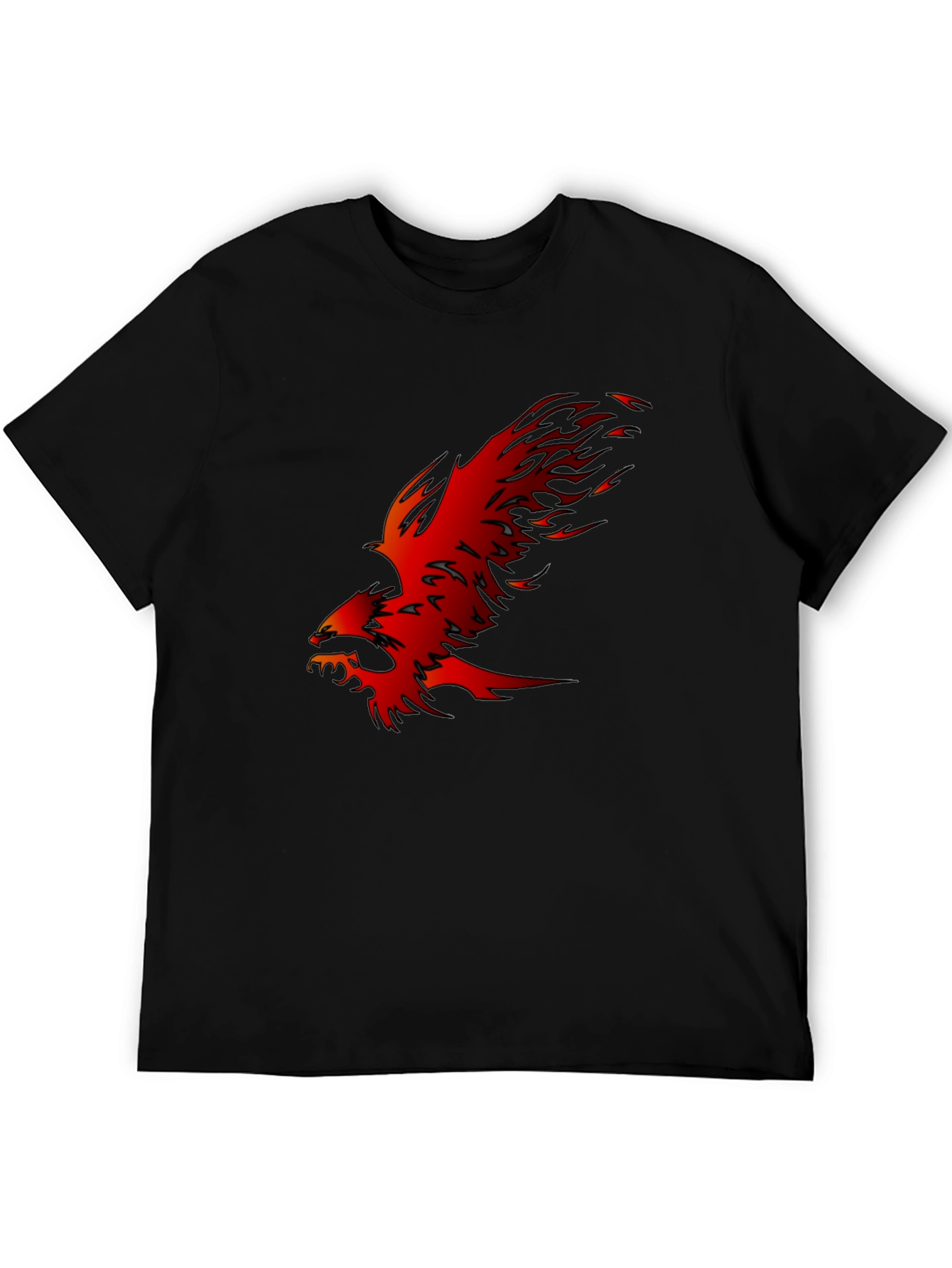 Black T-Shirt with Fiery Phoenix Graphic