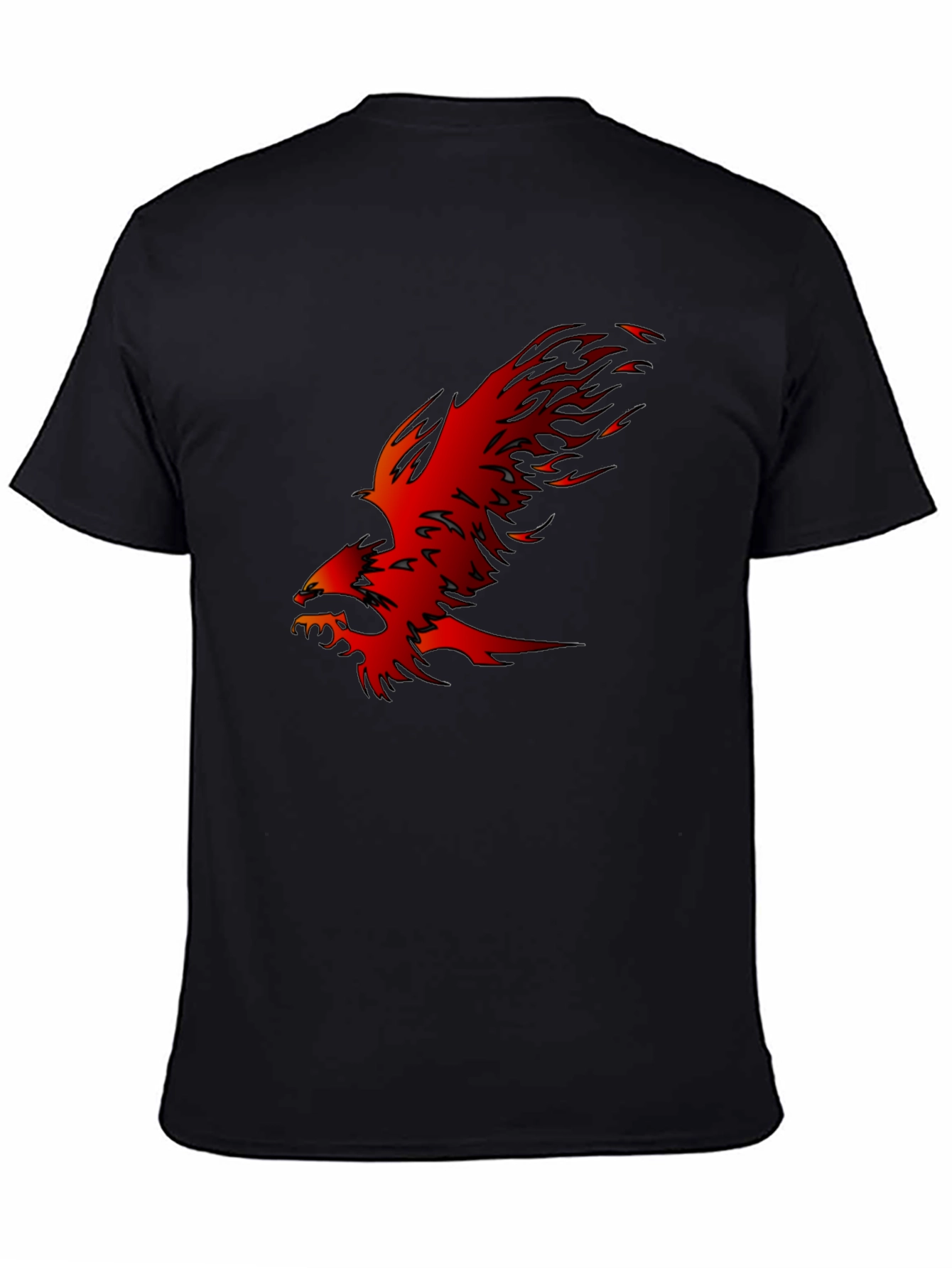 Black T-Shirt with Fiery Phoenix Graphic