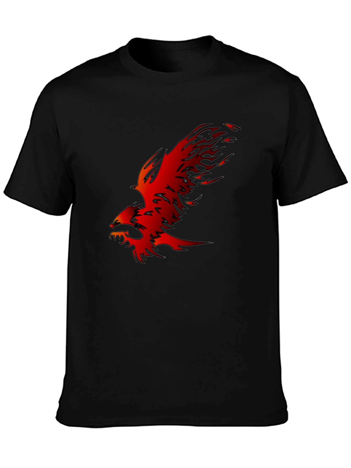 Black T-Shirt with Fiery Phoenix Graphic