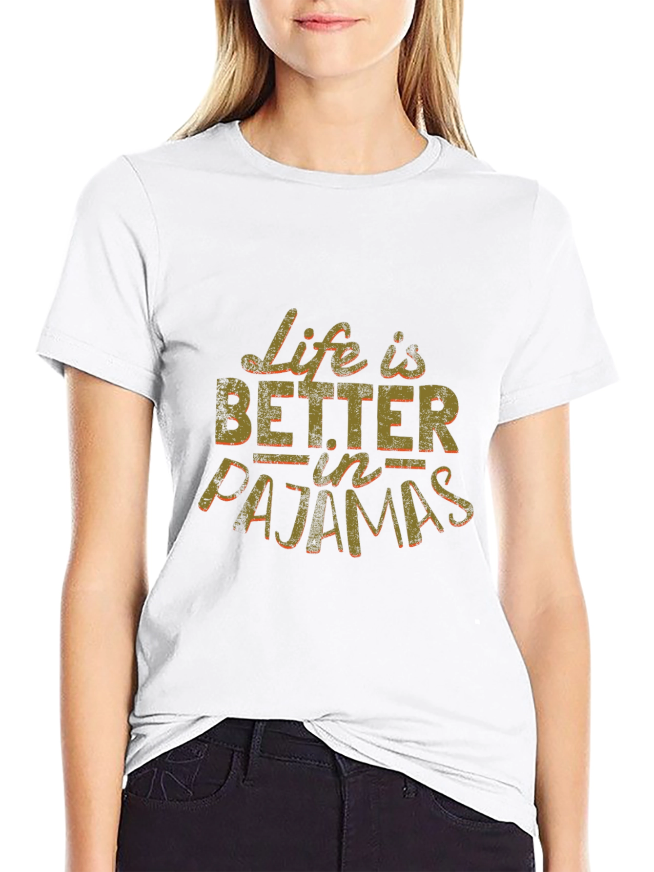Life is Better in Pajamas Black Graphic Tee