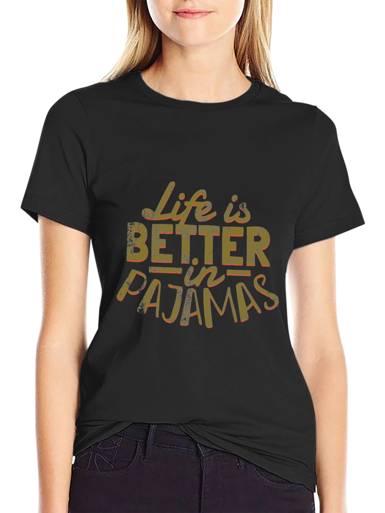 Life is Better in Pajamas Black Graphic Tee