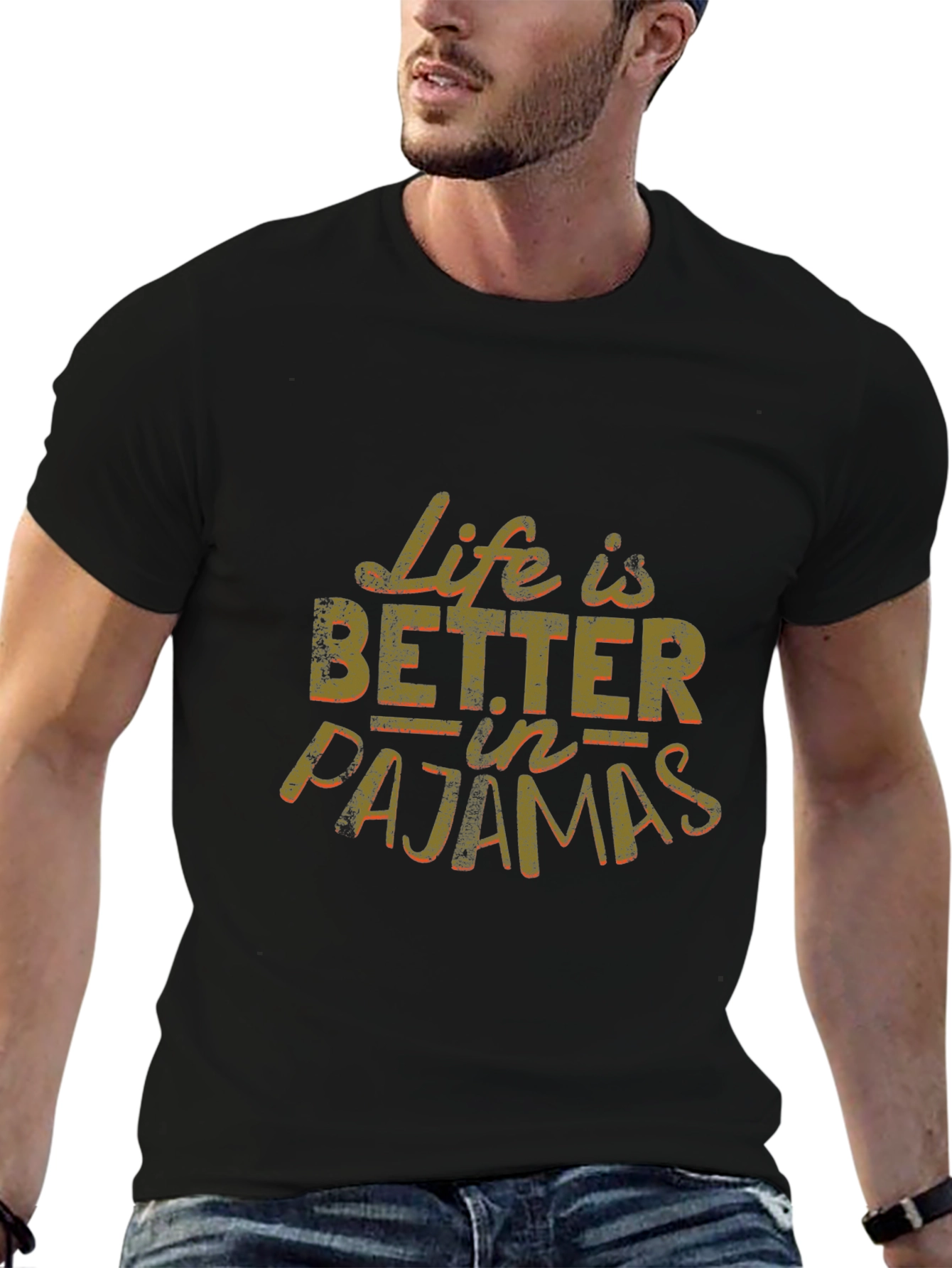 Life is Better in Pajamas Black Graphic Tee