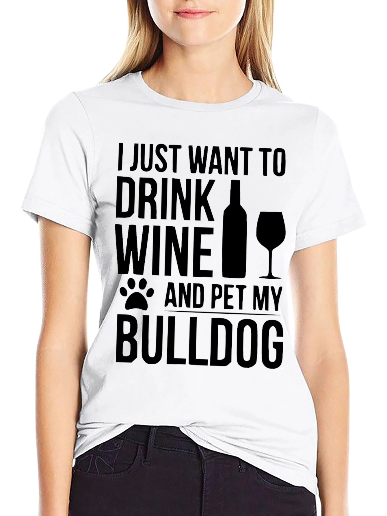 Wine & Bulldog T-Shirt - Funny Pet Lover Tee