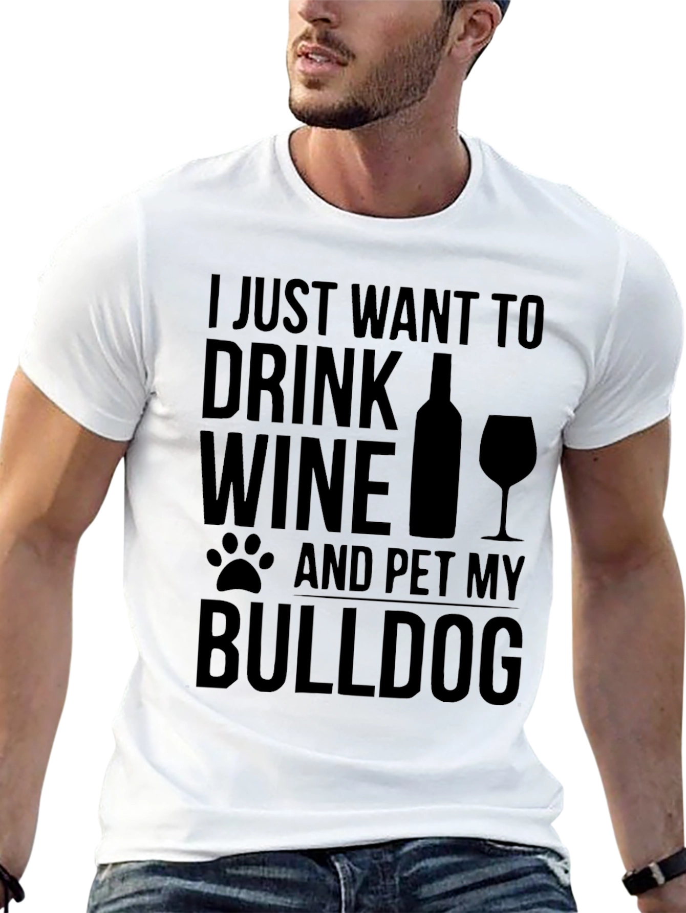 Wine & Bulldog T-Shirt - Funny Pet Lover Tee