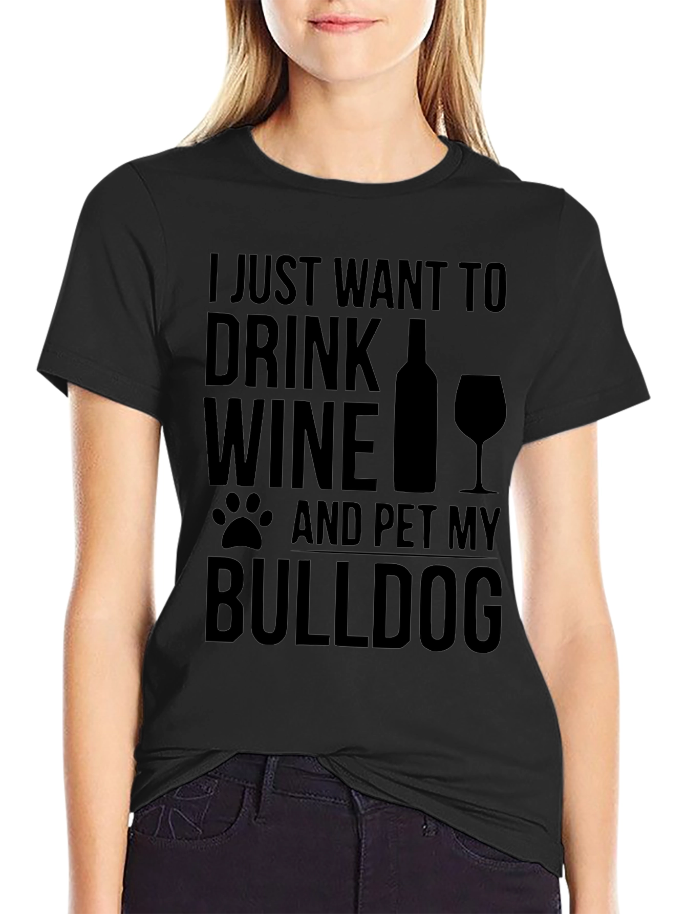 Wine & Bulldog T-Shirt - Funny Pet Lover Tee