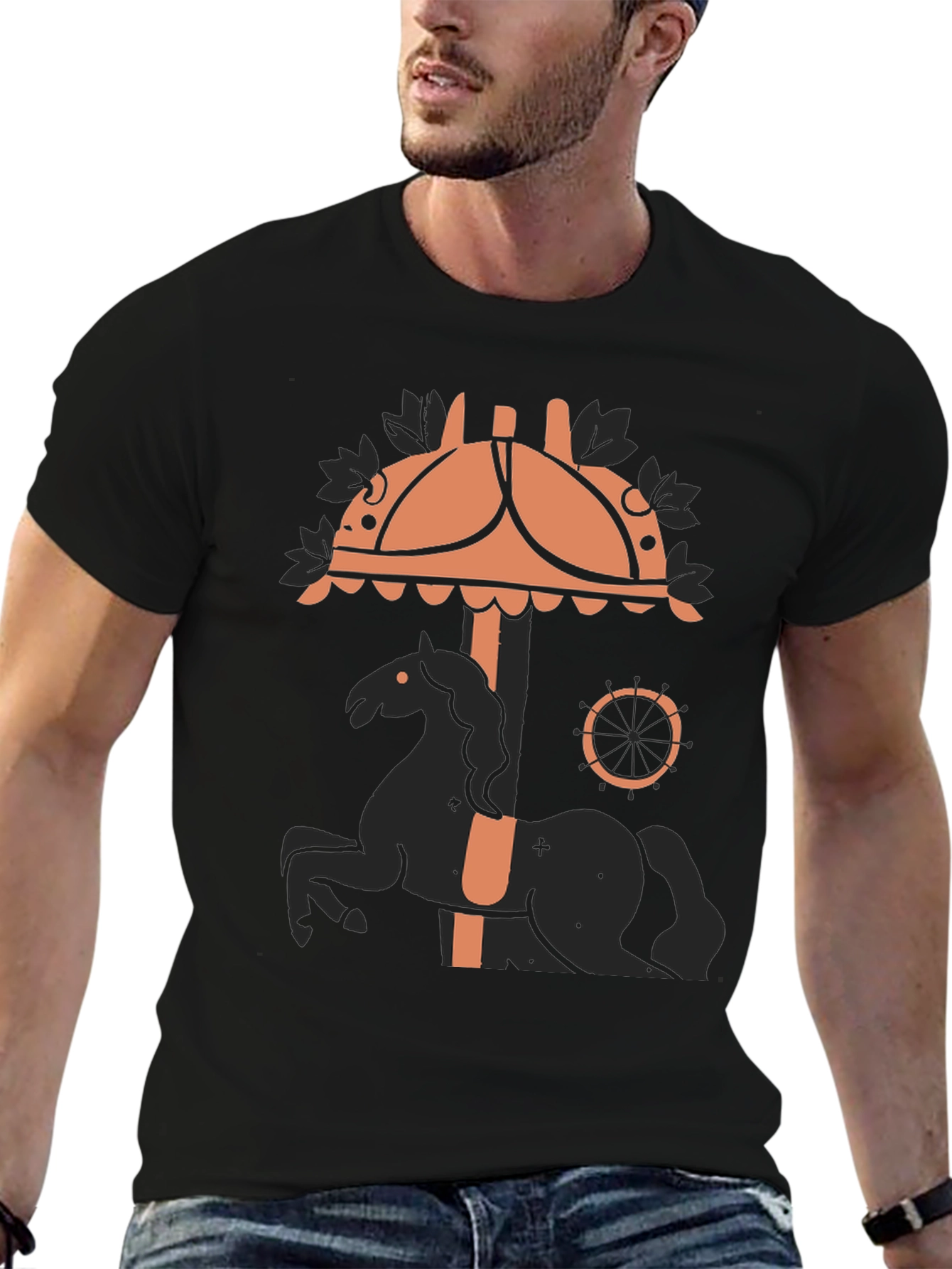 Carousel Horse Graphic Tee - Black