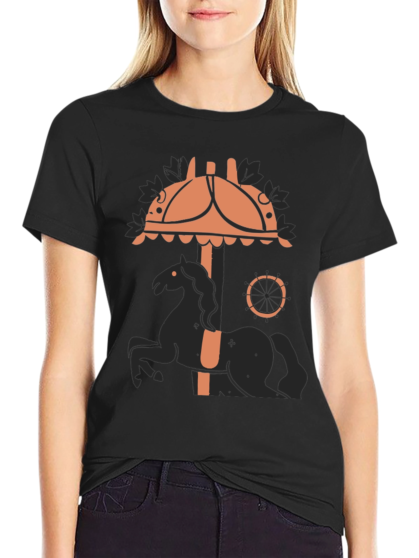Carousel Horse Graphic Tee - Black