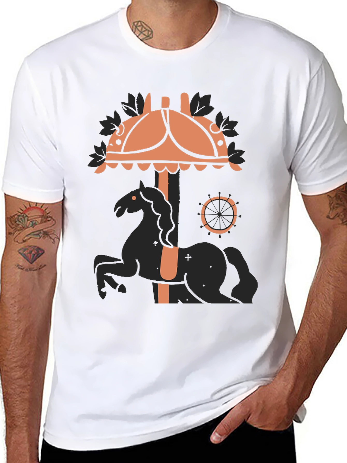Carousel Horse Graphic Tee - Black