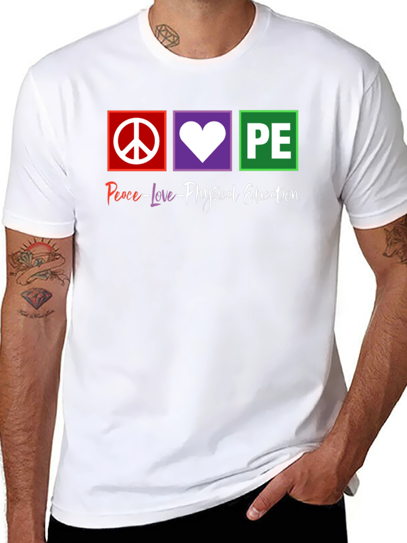 Peace Love Physical Education PE Teacher T-Shirt