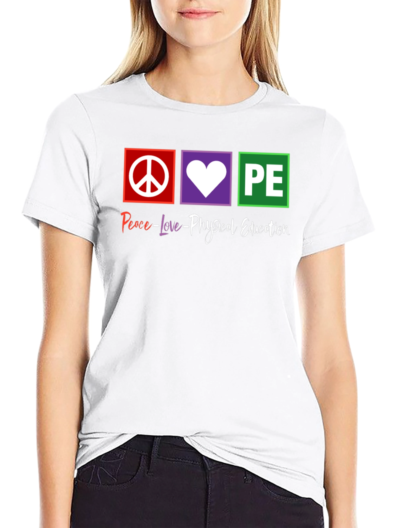 Peace Love Physical Education PE Teacher T-Shirt