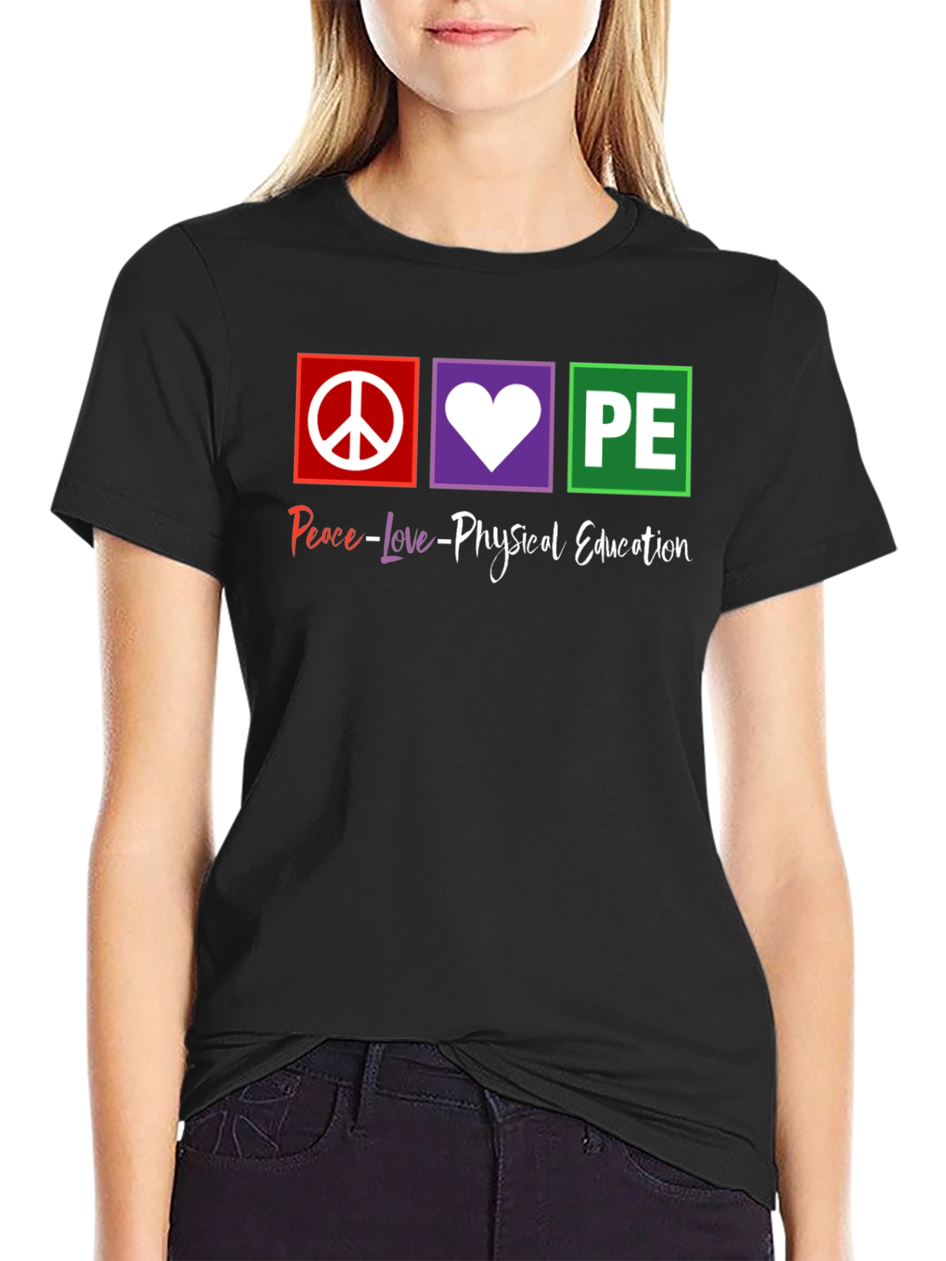 Peace Love Physical Education PE Teacher T-Shirt