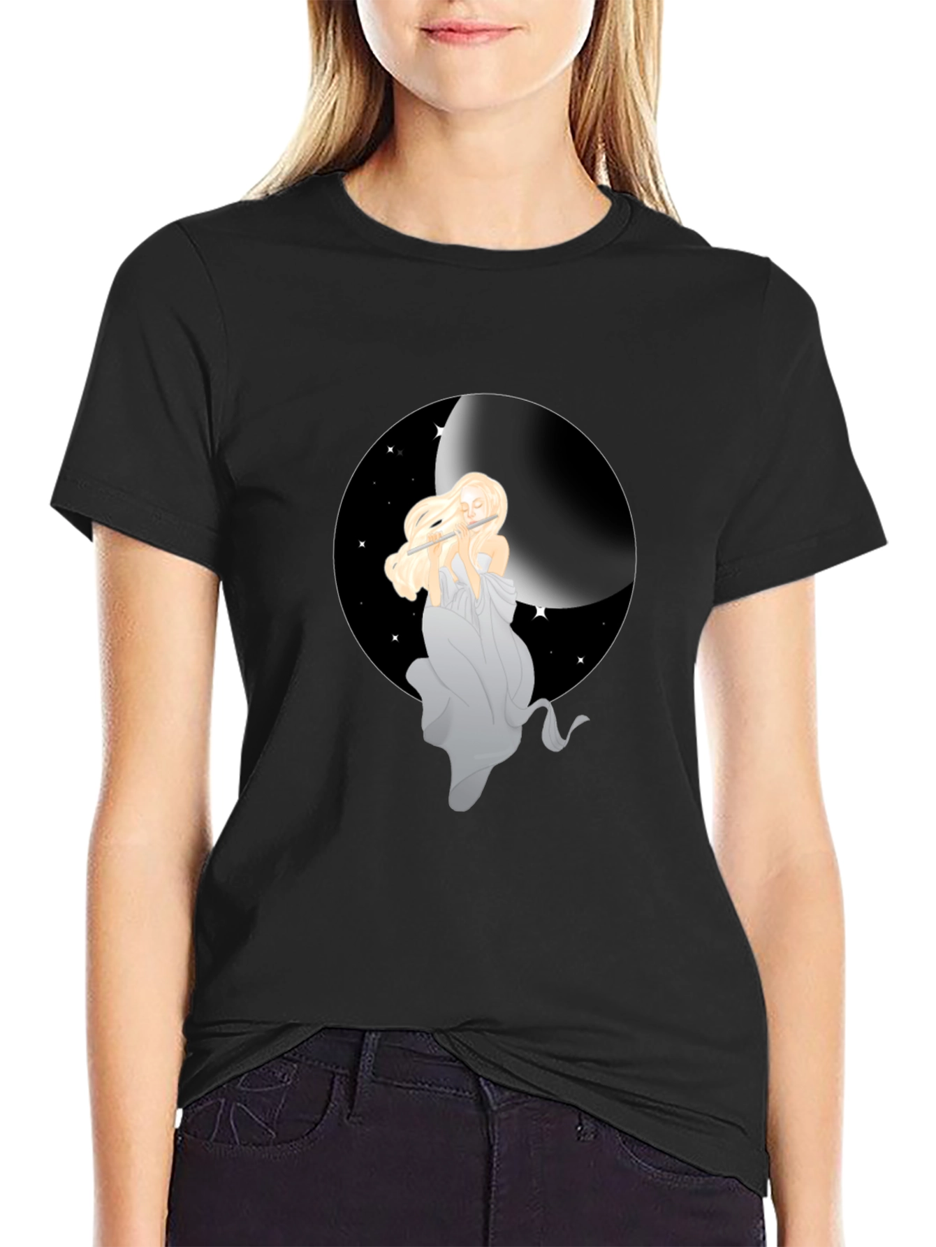 Moon Goddess Graphic Tee - Black Unisex Shirt