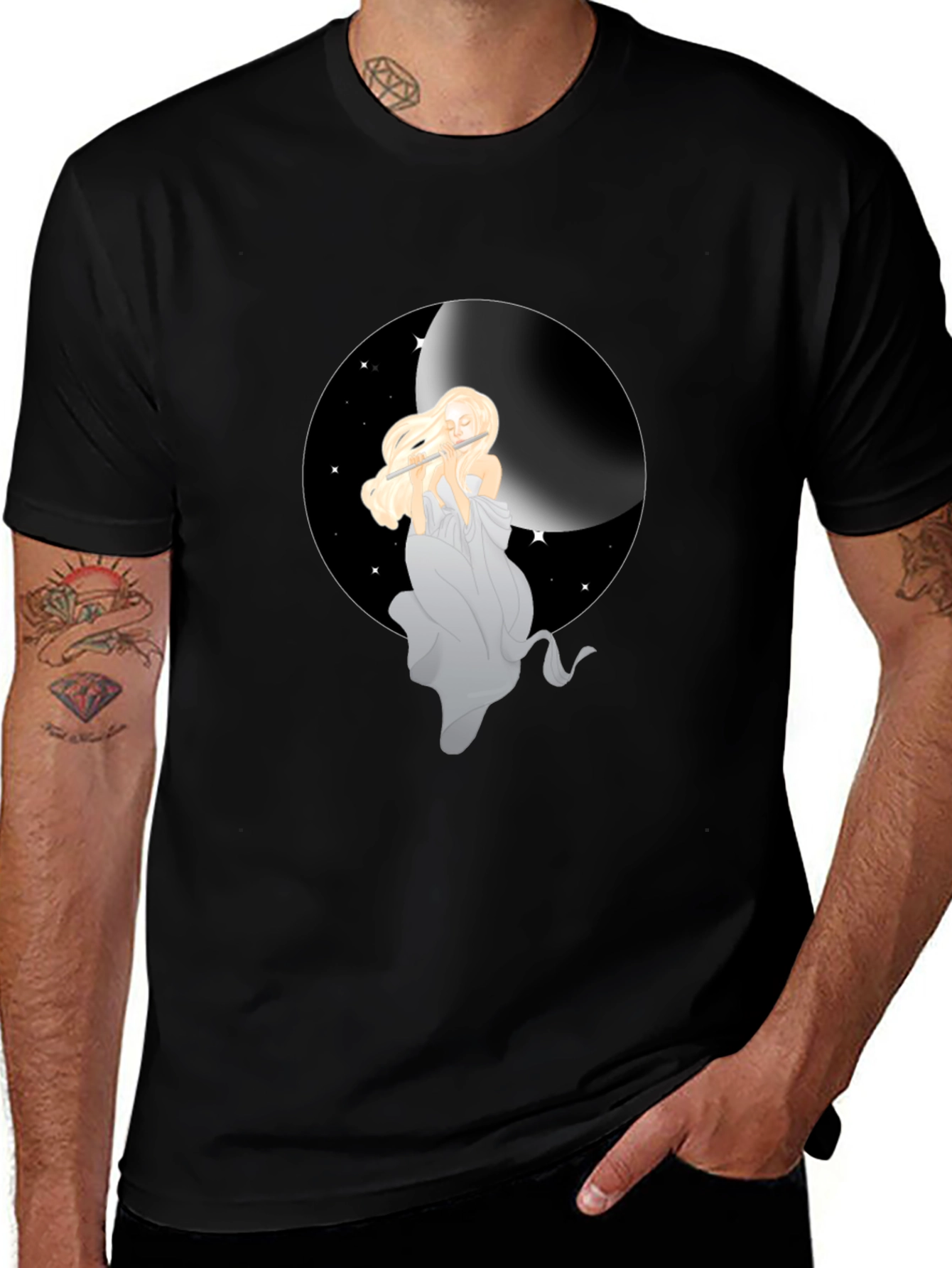 Moon Goddess Graphic Tee - Black Unisex Shirt
