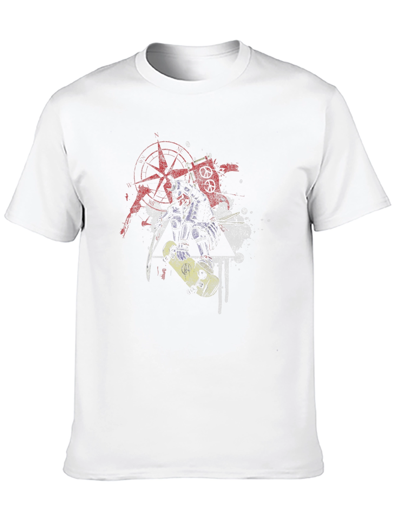 Edgy Samurai Graphic Tee - Black Cotton Blend