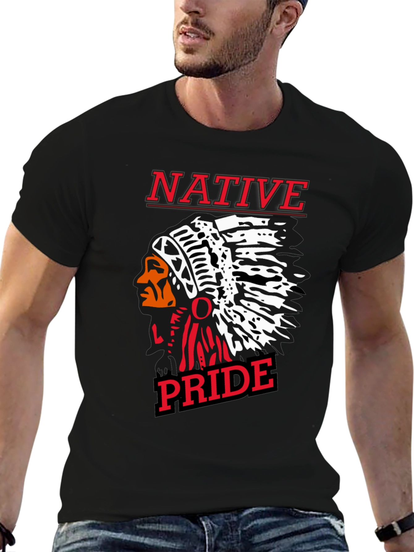 Native Pride Black Graphic T-Shirt