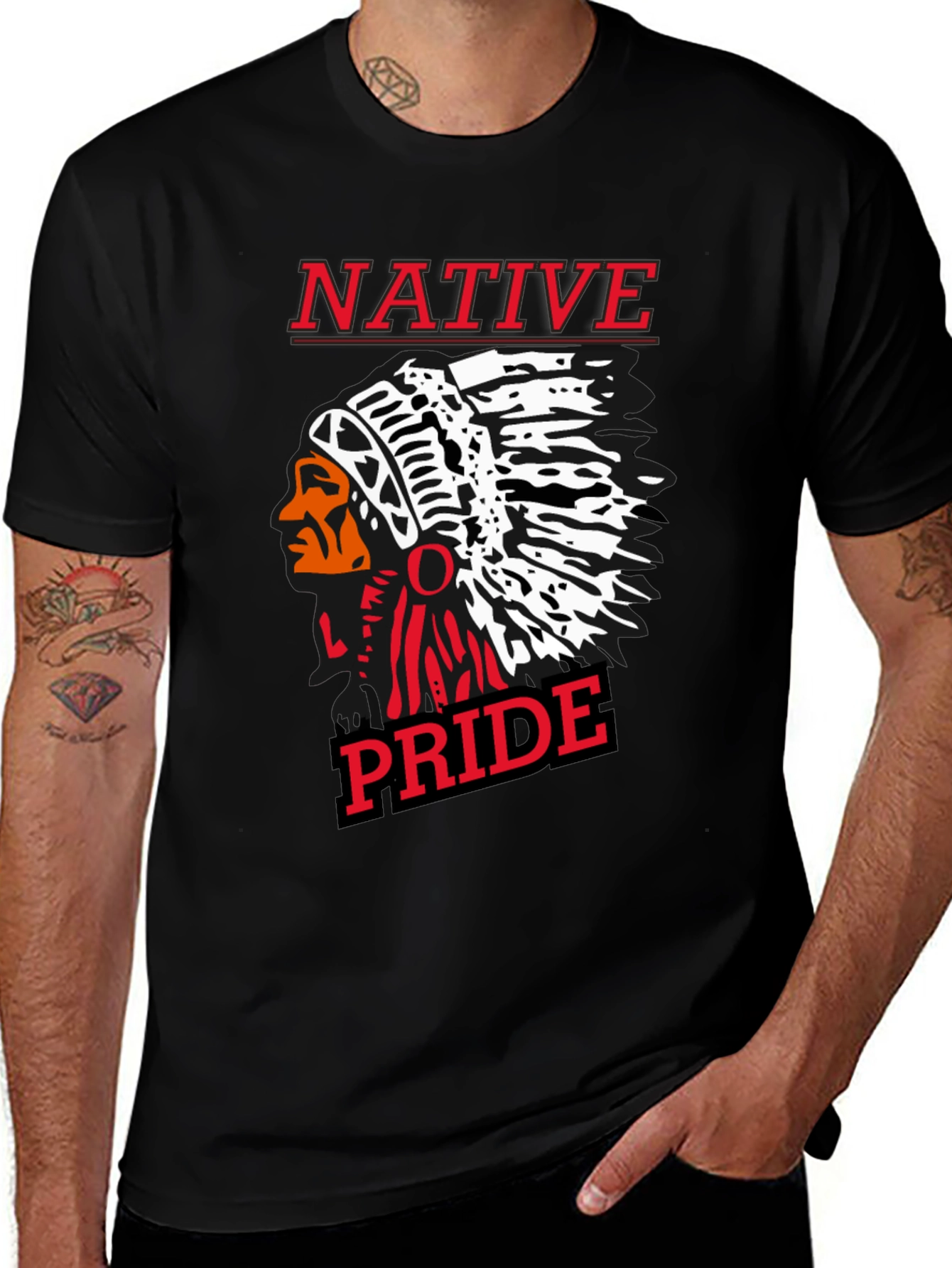Native Pride Black Graphic T-Shirt