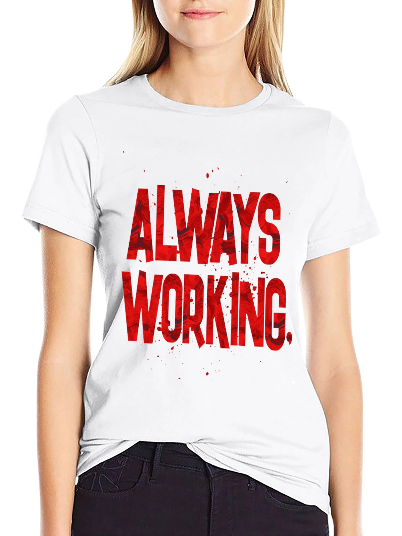 Always Working Graphic Tee - Black Cotton Blend
