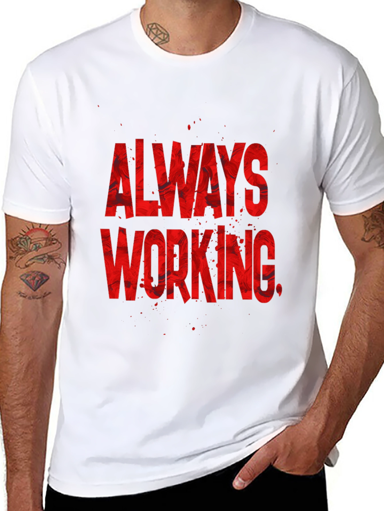 Always Working Graphic Tee - Black Cotton Blend