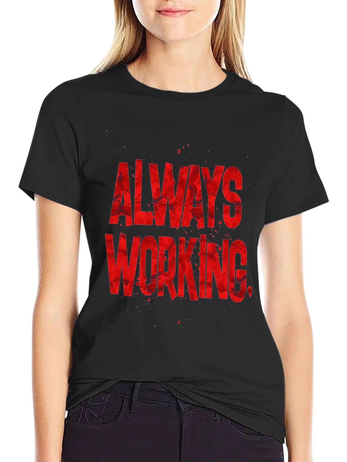 Always Working Graphic Tee - Black Cotton Blend