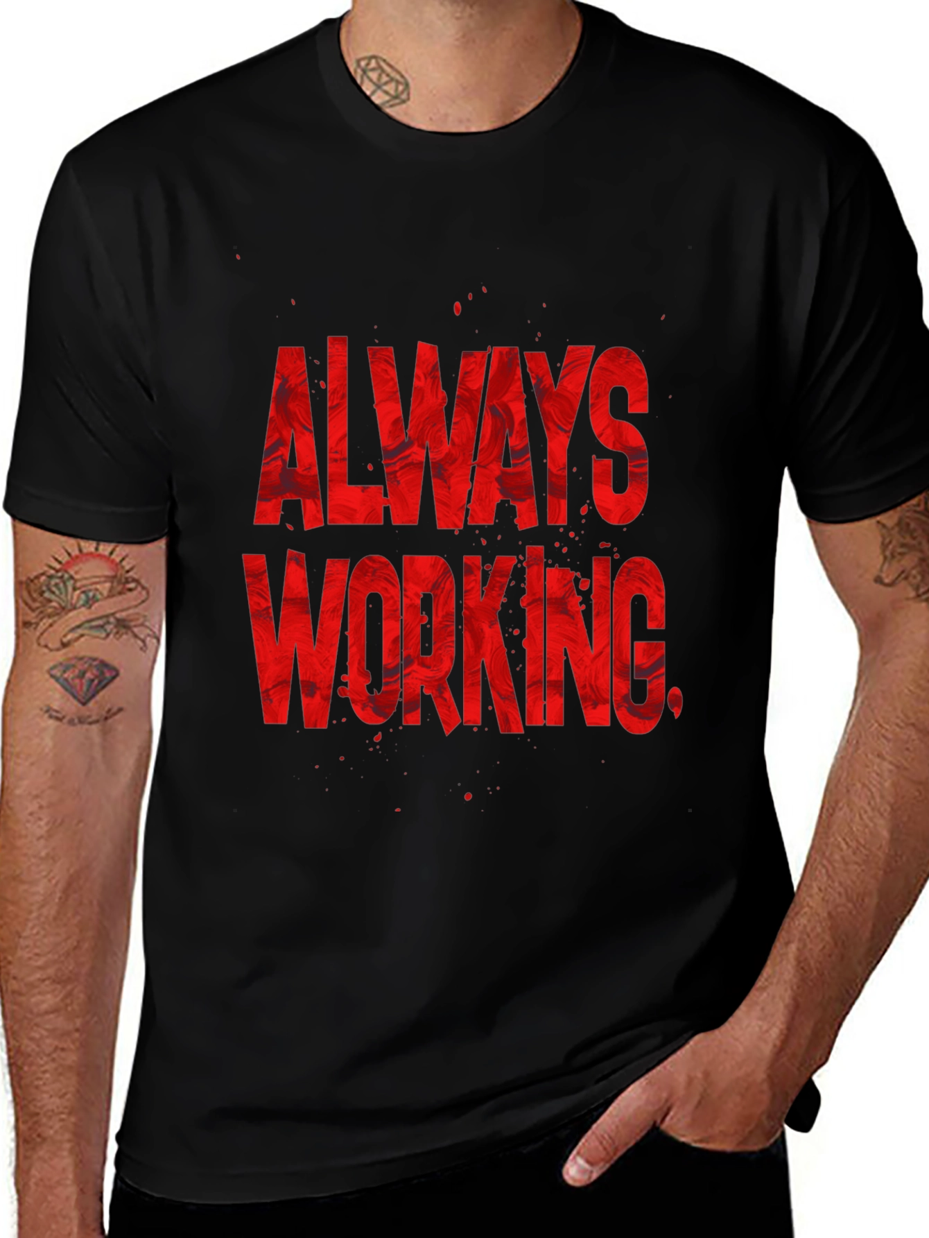 Always Working Graphic Tee - Black Cotton Blend
