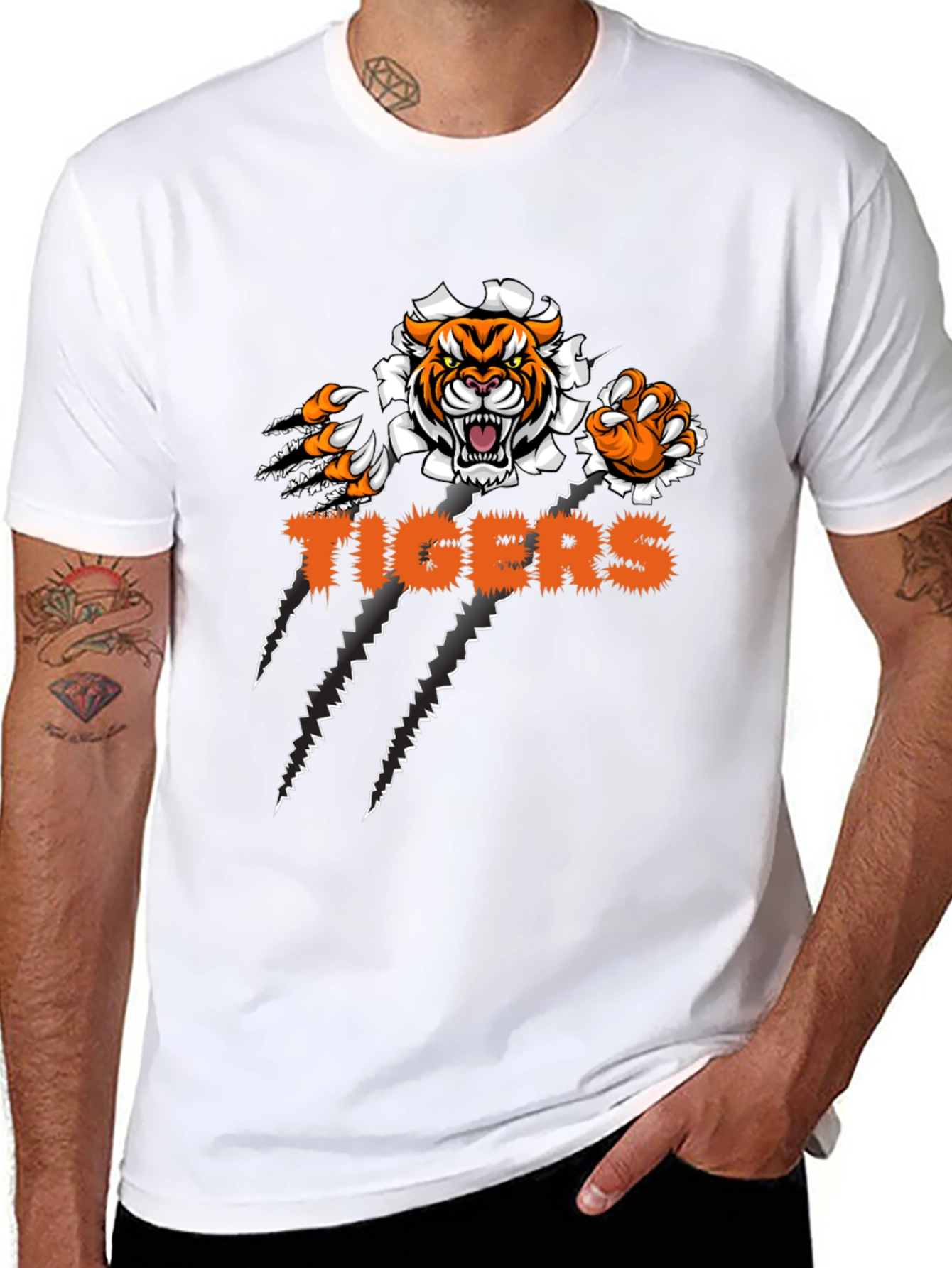 Tigers Graphic Print Black T-Shirt