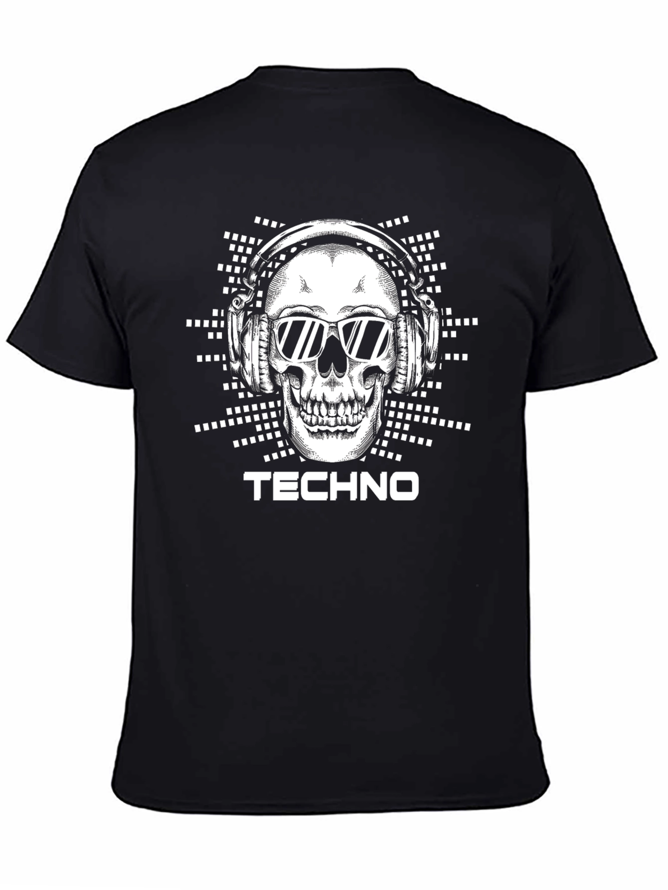 Techno Skull T-Shirt - DJ Skull Wearing Headphones