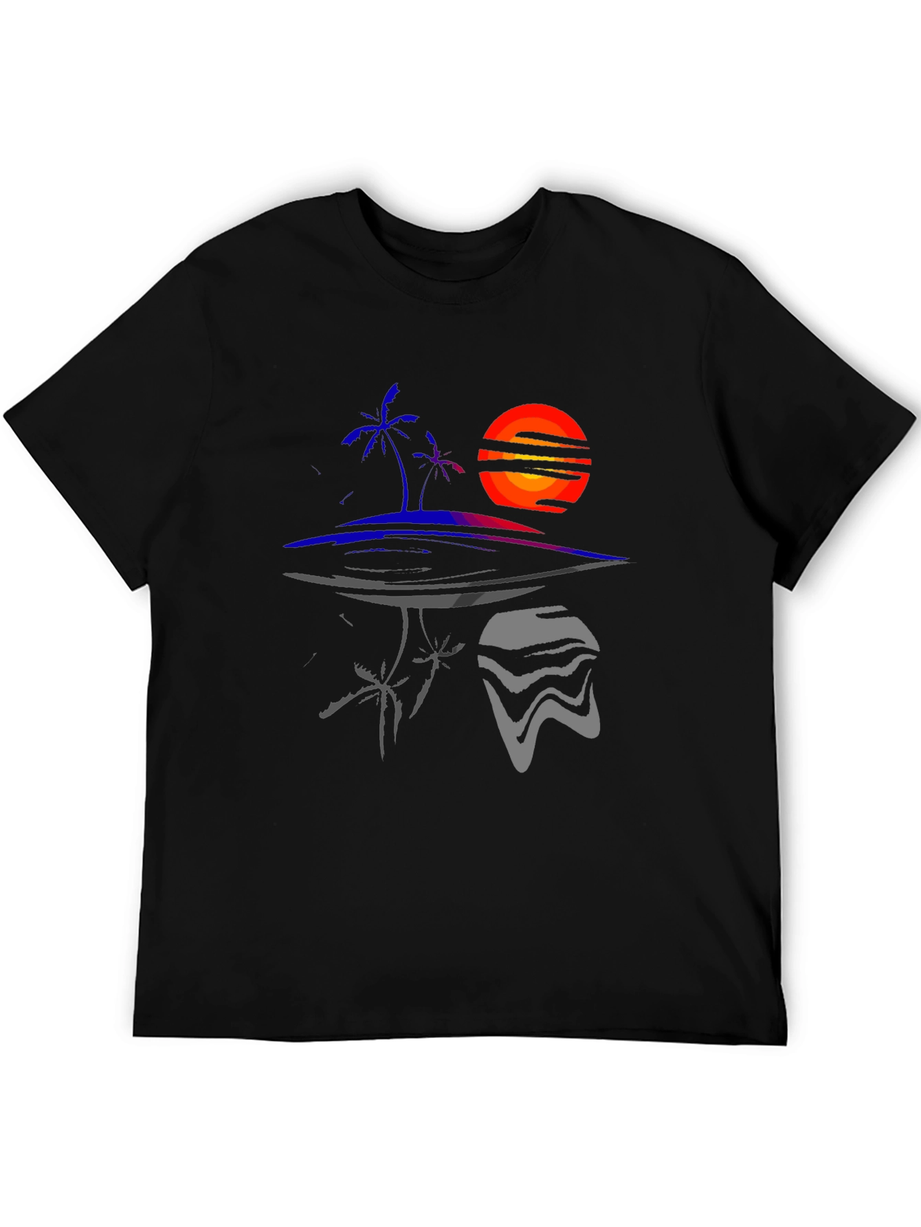 Abstract Sunset Island Graphic Tee - Unique Design