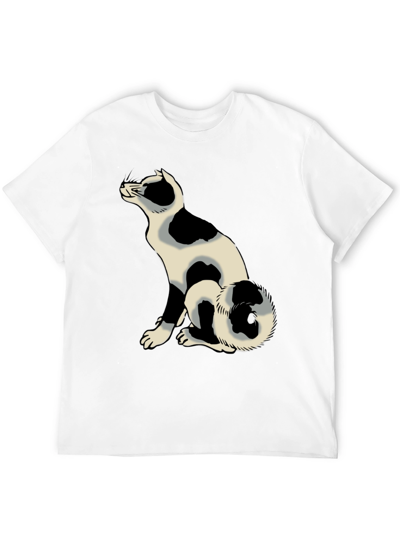 Black Tee with Spotted Cat Design