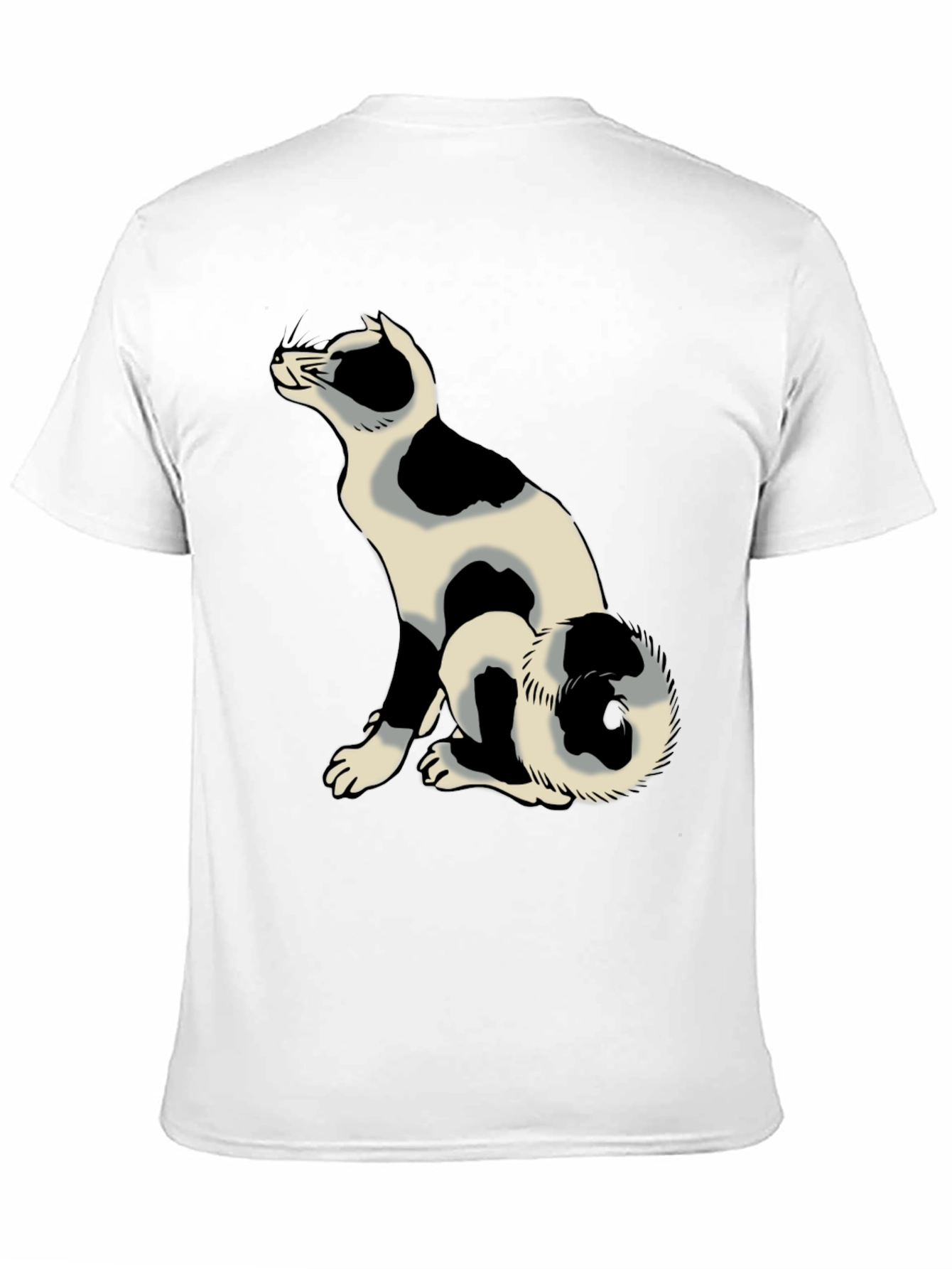 Black Tee with Spotted Cat Design
