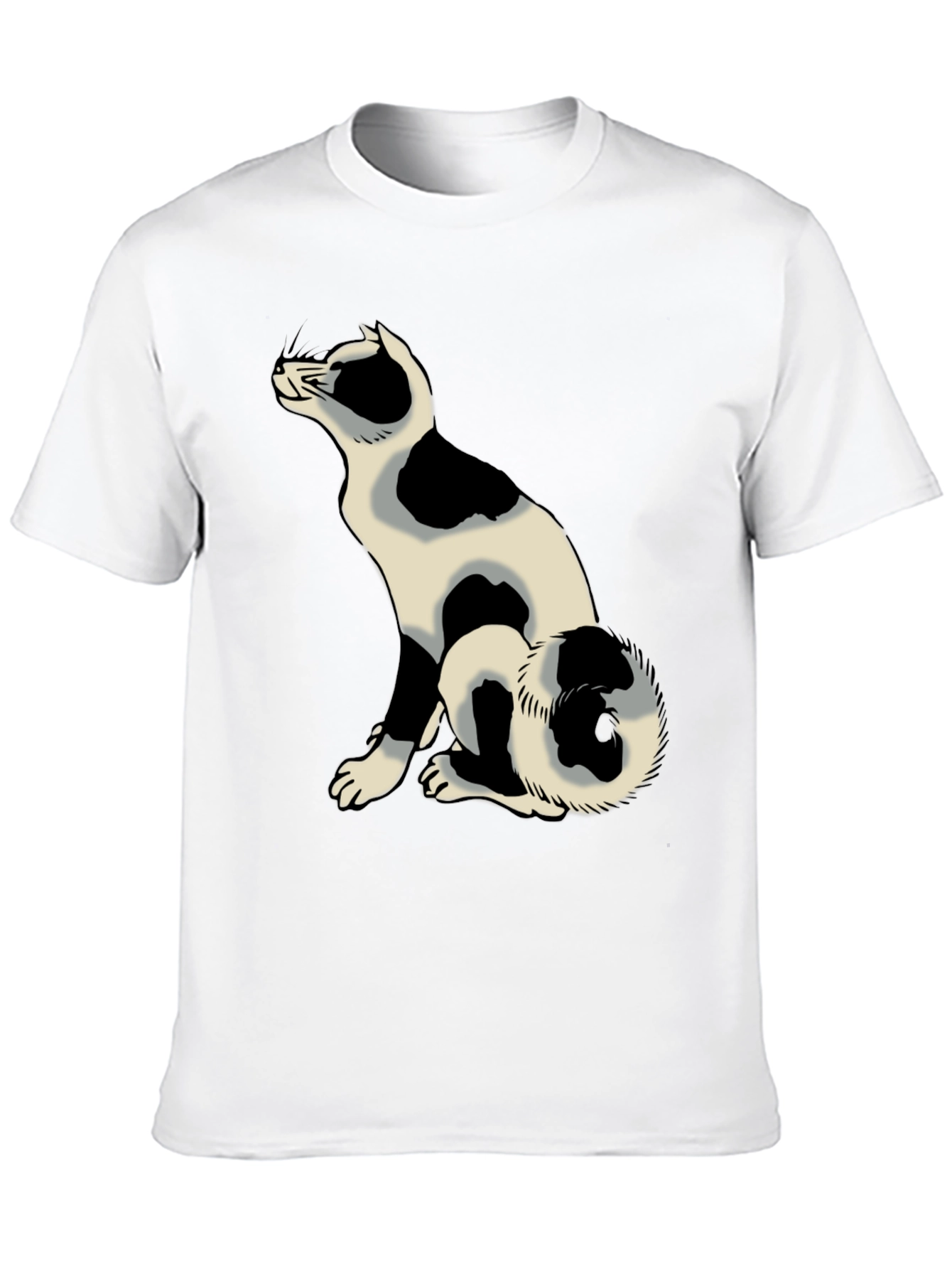 Black Tee with Spotted Cat Design