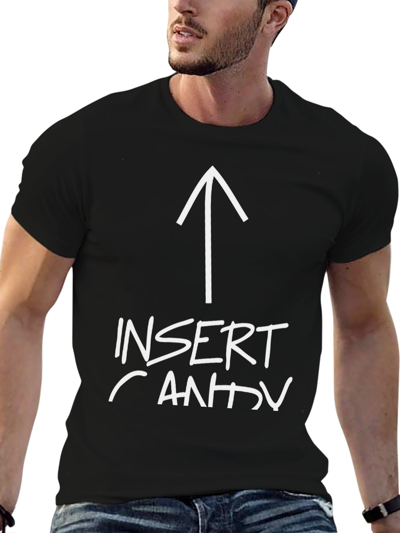 Insert Candy Arrow Graphic Tee - Black Cotton T-Shirt
