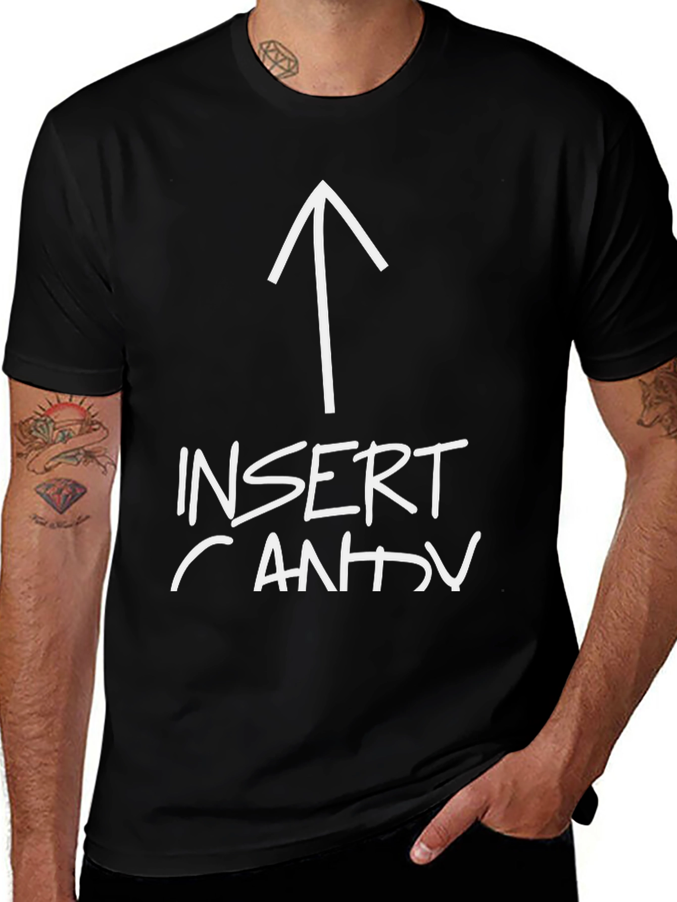 Insert Candy Arrow Graphic Tee - Black Cotton T-Shirt