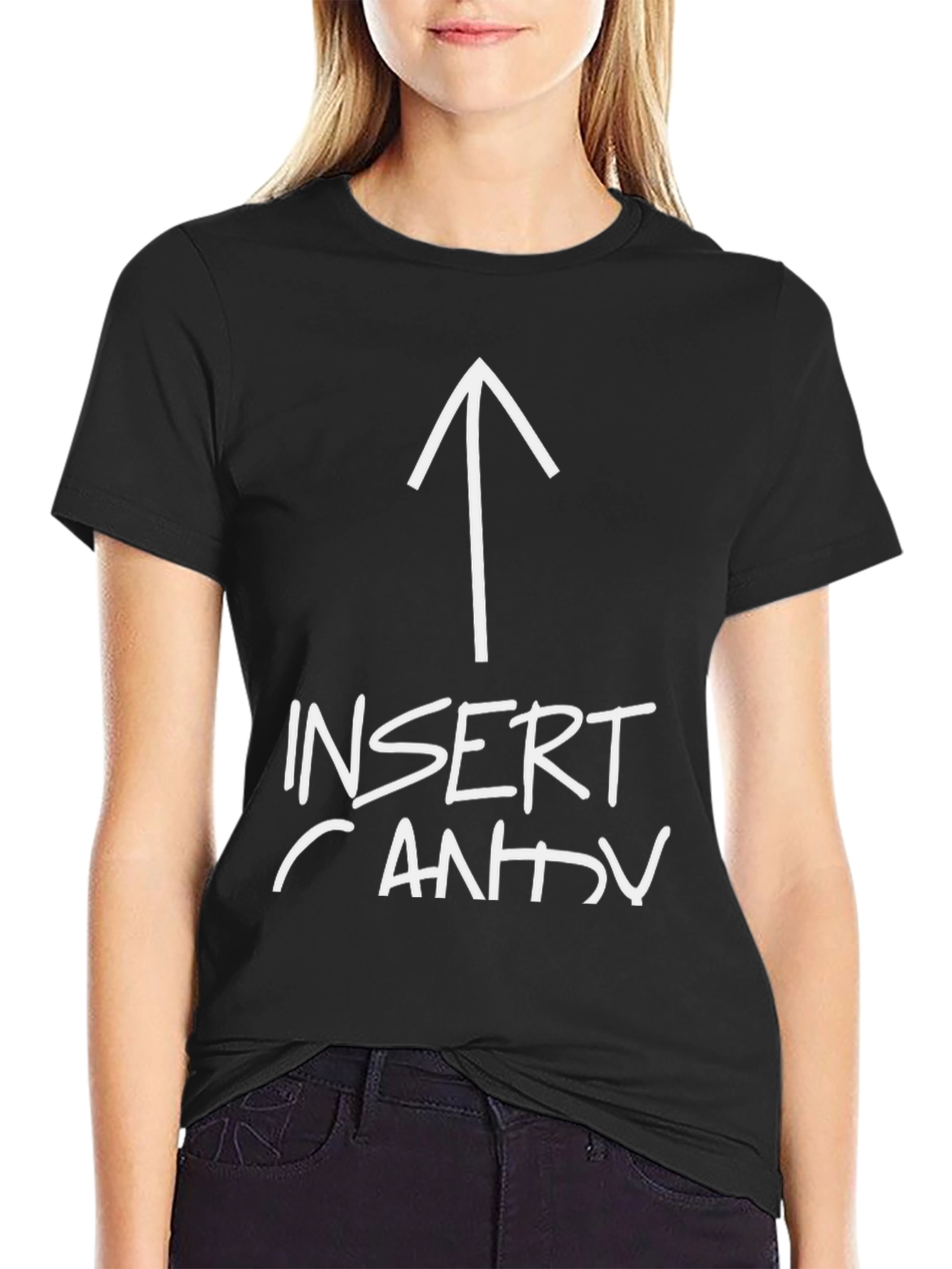 Insert Candy Arrow Graphic Tee - Black Cotton T-Shirt