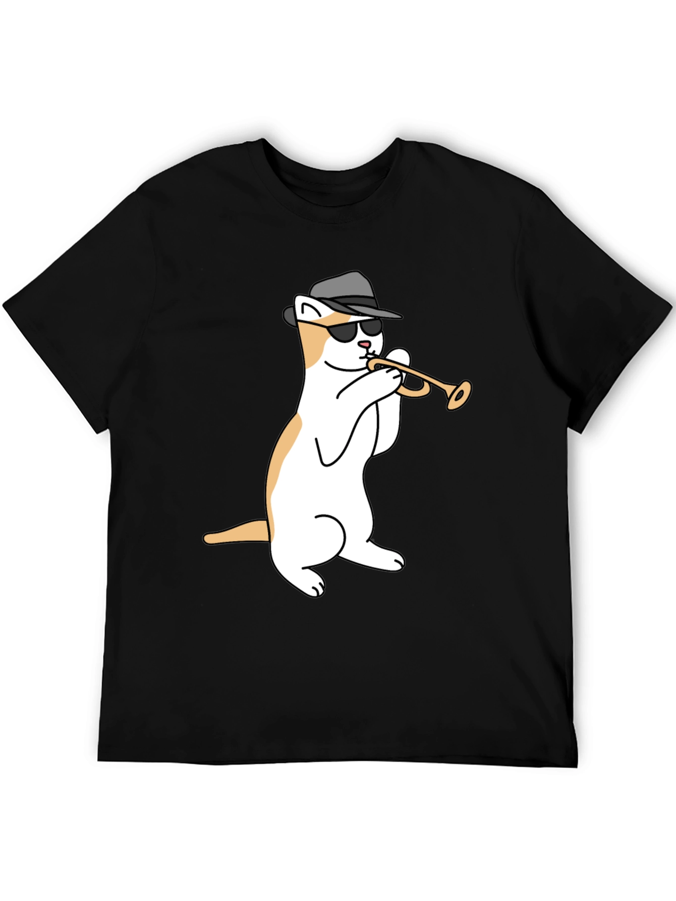 Cool Cat Trumpet Player Graphic T-Shirt