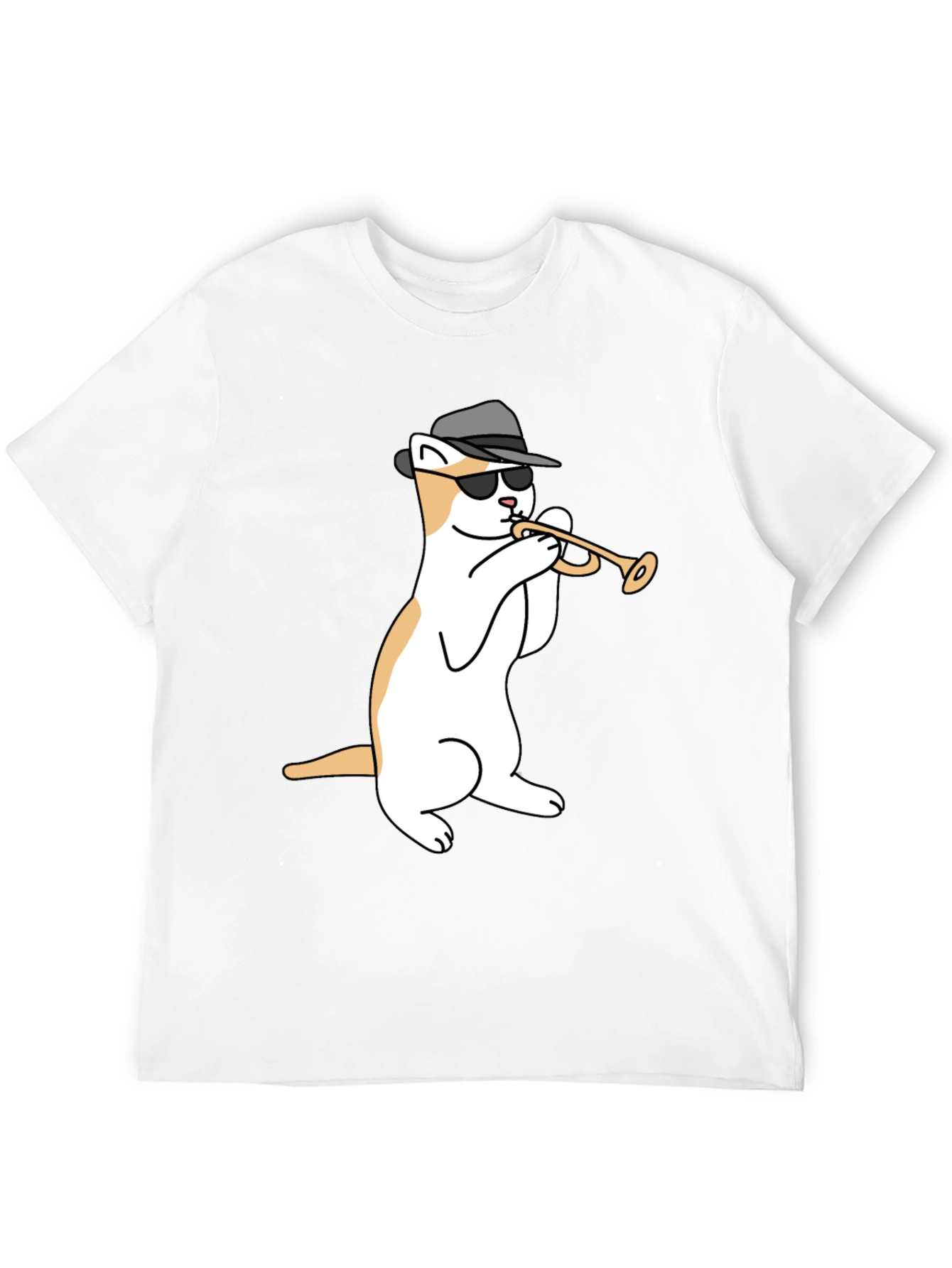 Cool Cat Trumpet Player Graphic T-Shirt