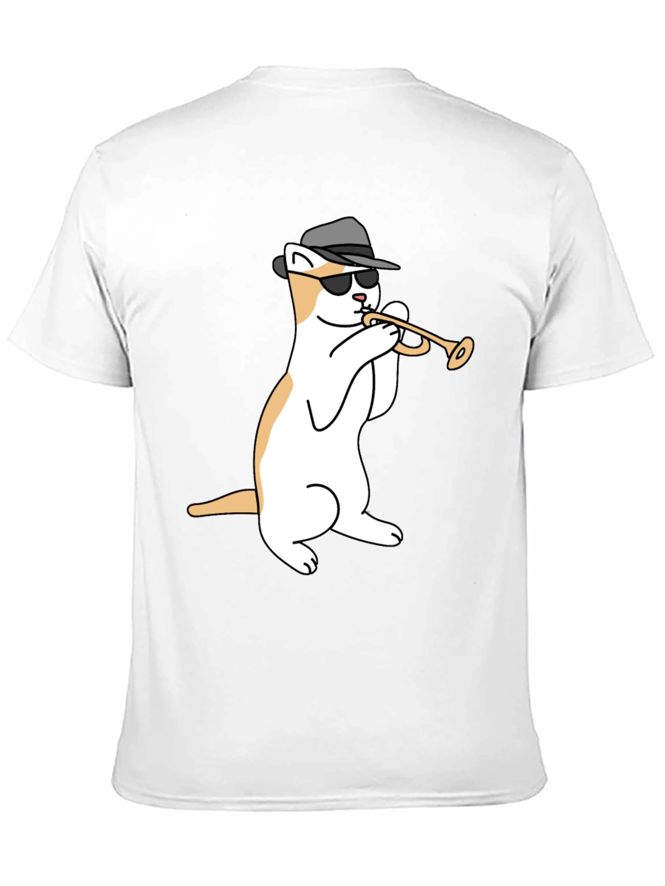 Cool Cat Trumpet Player Graphic T-Shirt