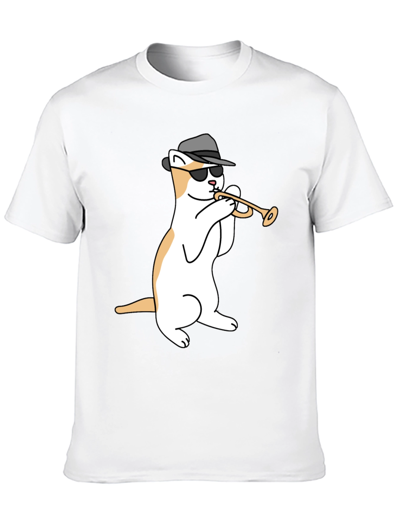 Cool Cat Trumpet Player Graphic T-Shirt