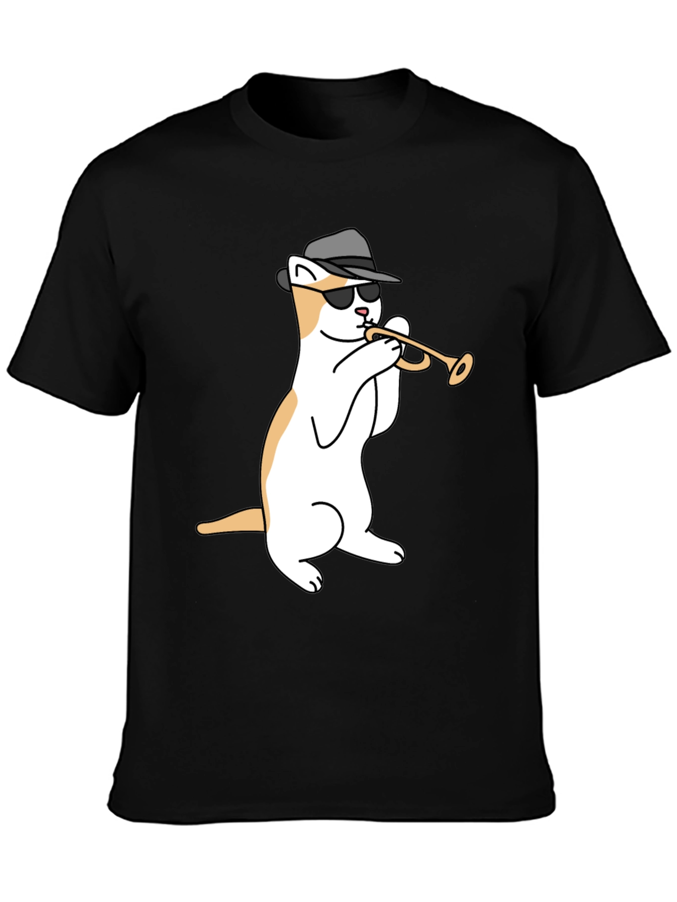 Cool Cat Trumpet Player Graphic T-Shirt