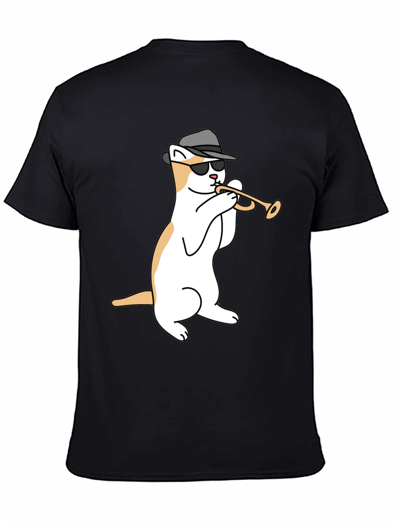 Cool Cat Trumpet Player Graphic T-Shirt
