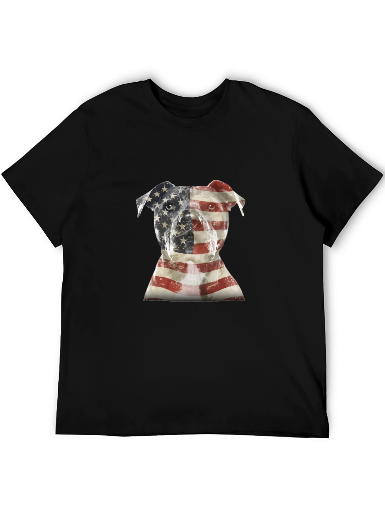American Flag Pitbull Graphic Tee - Black