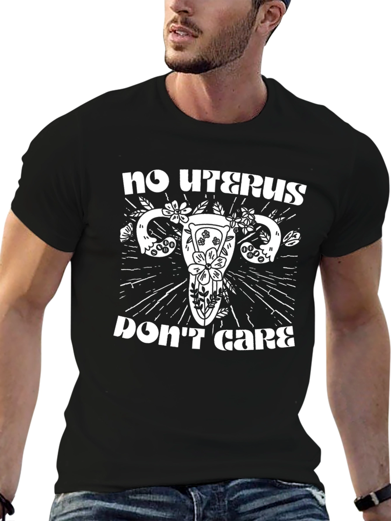 No Uterus Dont Care T-Shirt: Floral Uterus Tee