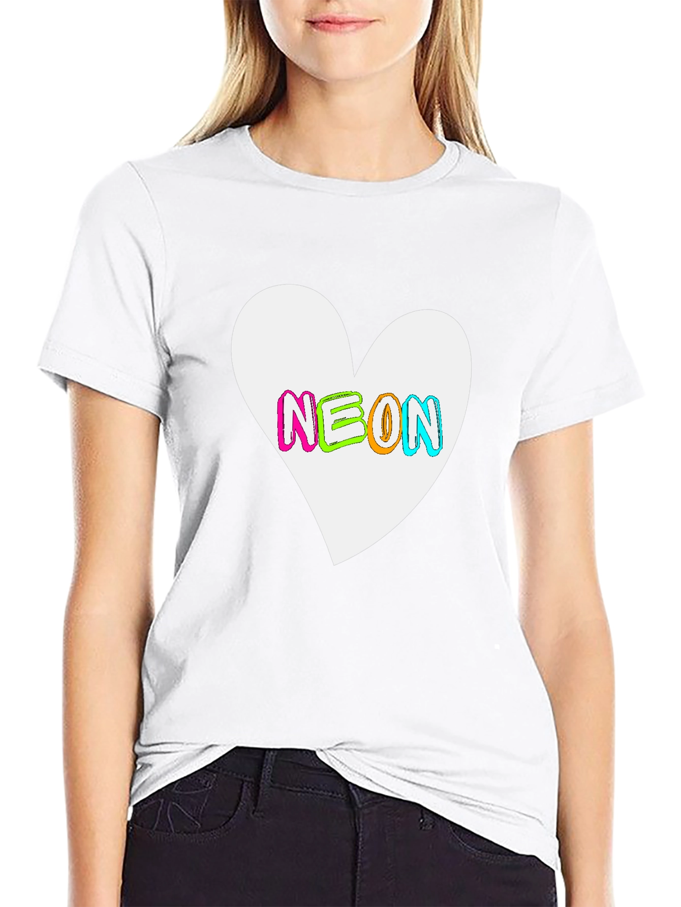Neon Heart Graphic T-Shirt - Bold Casual Style