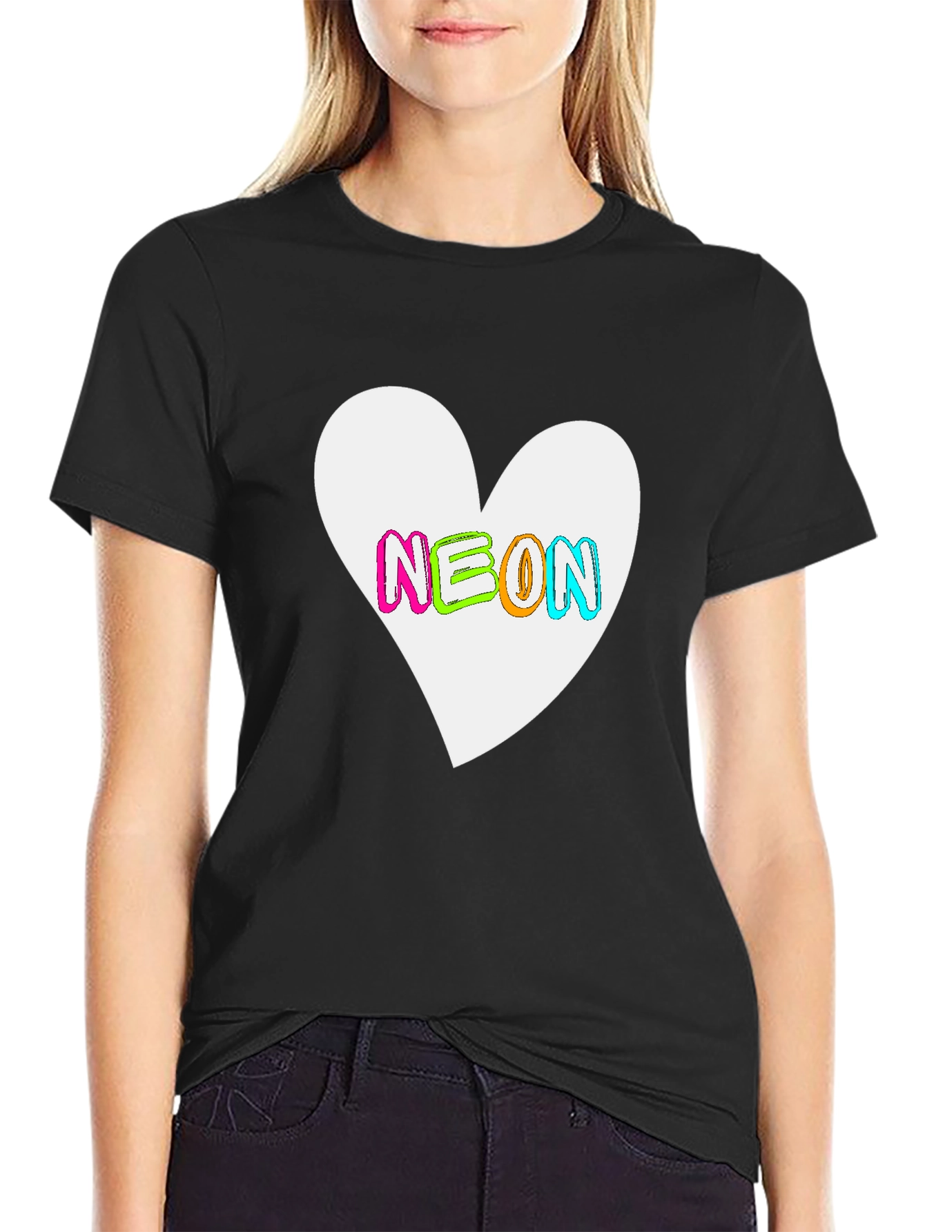 Neon Heart Graphic T-Shirt - Bold Casual Style